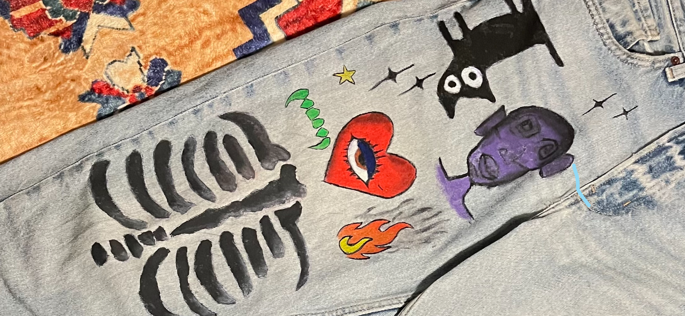 A pair of painted jeans